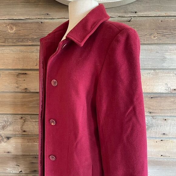 Eddie Bauer Red Wool Blend Overcoat Size M EUC - Picture 5 of 7